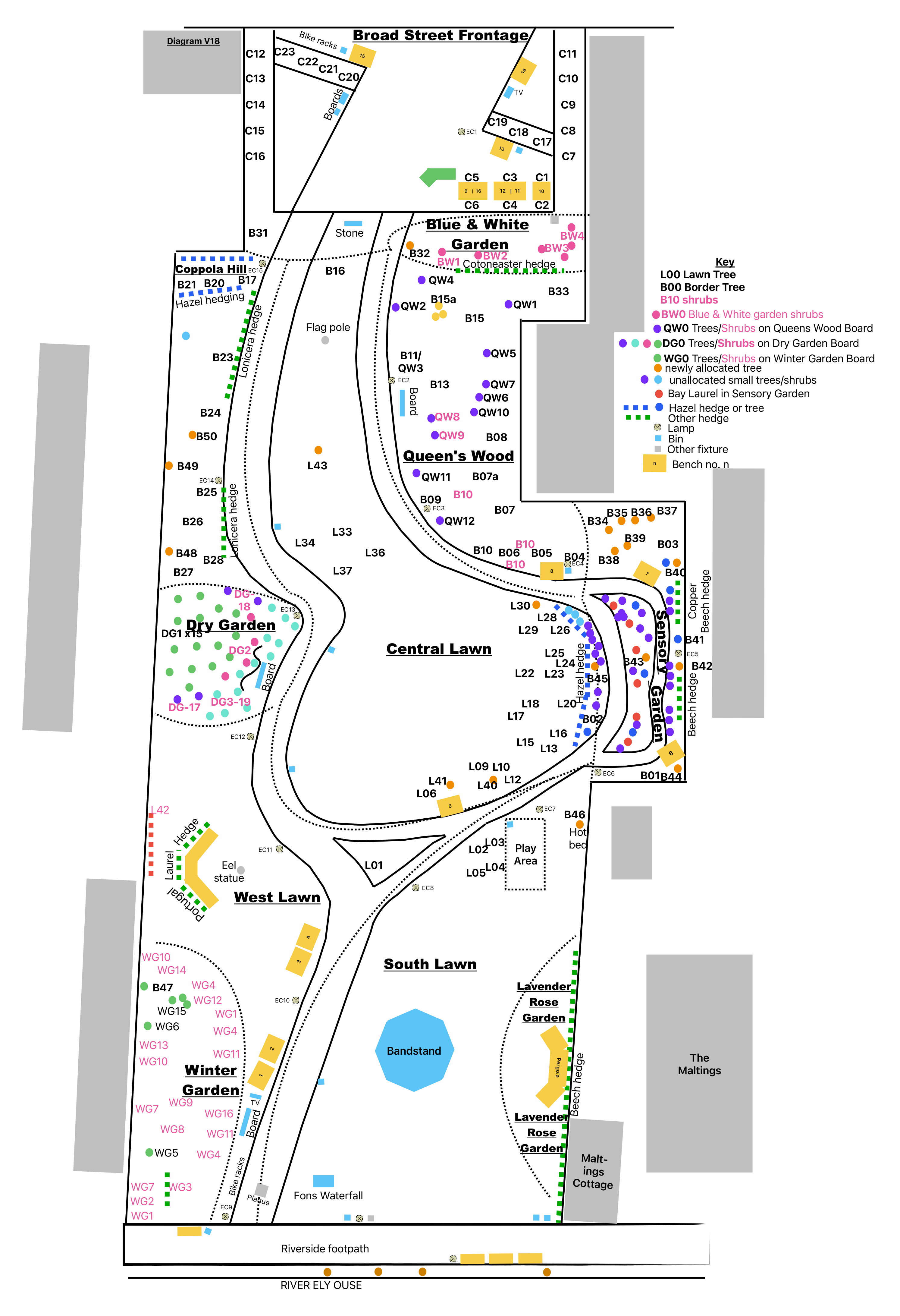 Map of garden with hot spot links